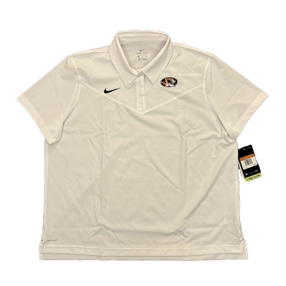 Nike Womens Missouri Tigers Mizzou Football White Polo Shirt Size XXL - NWT$80